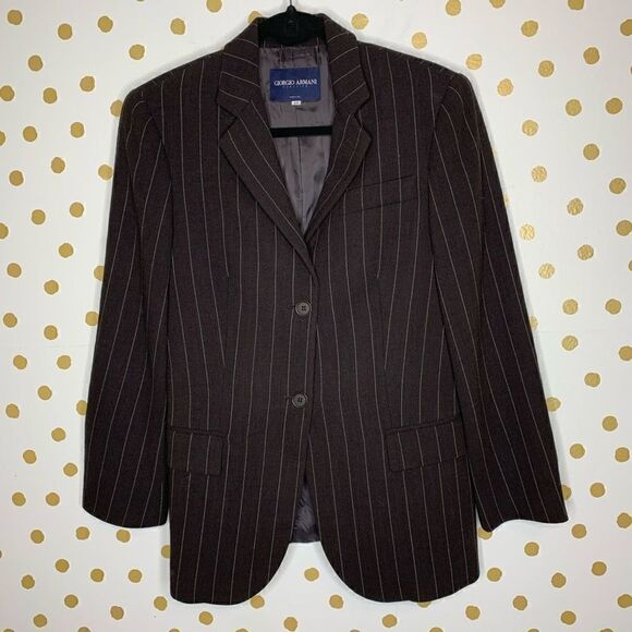 Giorgio Armani Classico Pinstripe Wool Blazer 4 - Picture 1 of 5